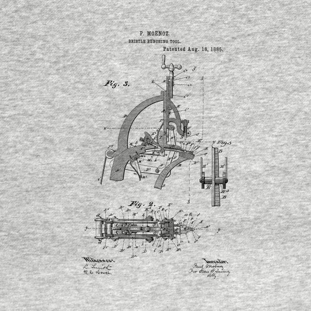 Bristle bunching tool Vintage Patent Hand Drawing by TheYoungDesigns